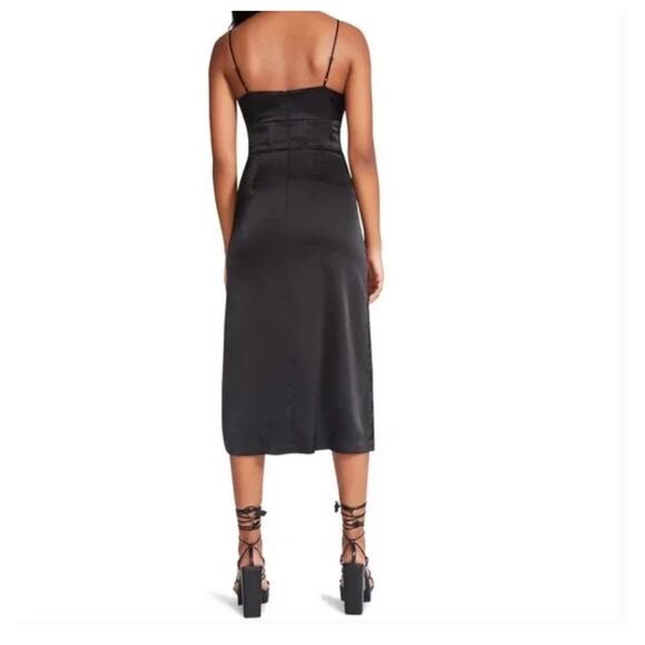 Jason Wu Black Satin Corset Midi Dress - Picture 4 of 7